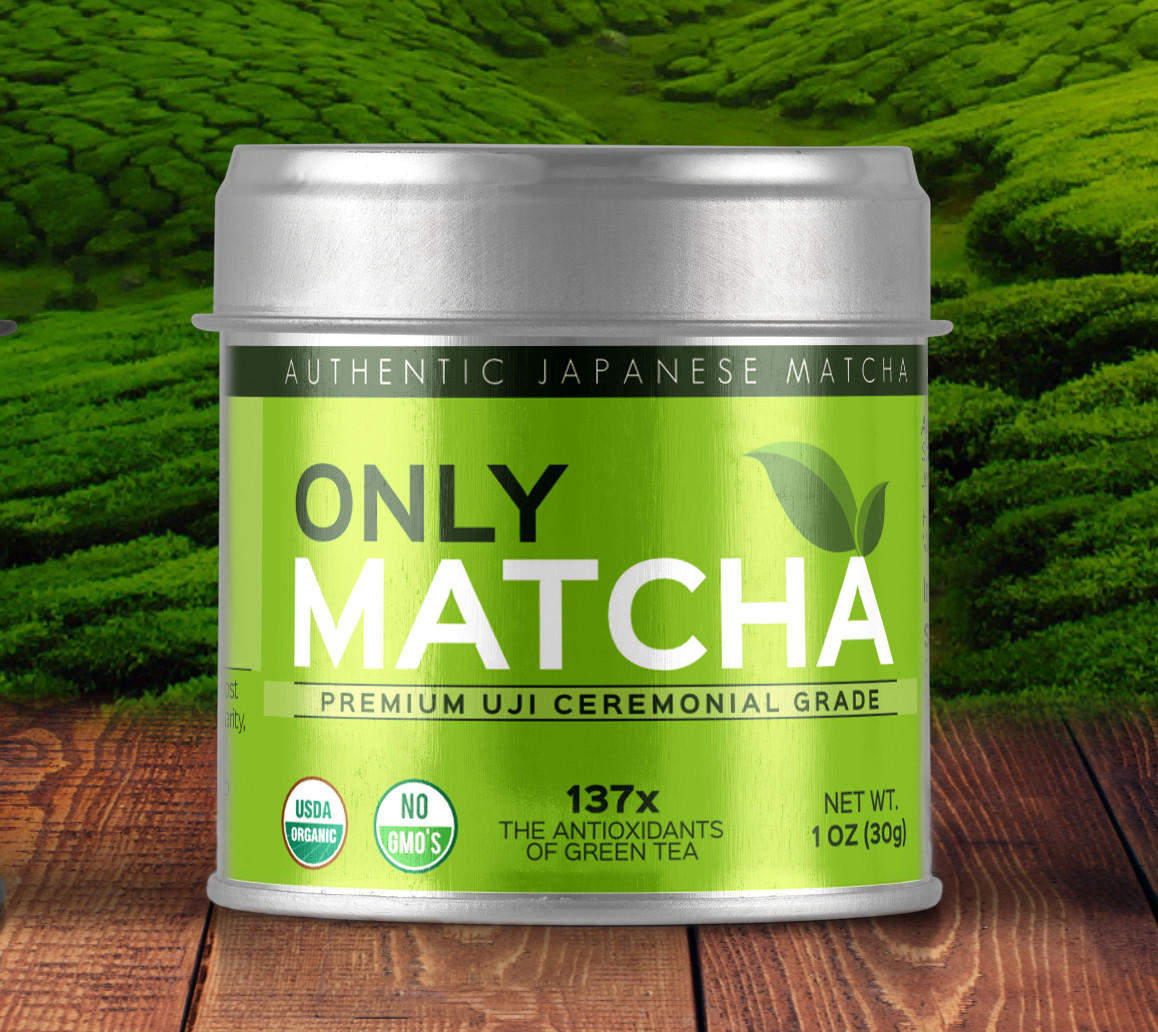Product label and package design for matcha organic tea drink